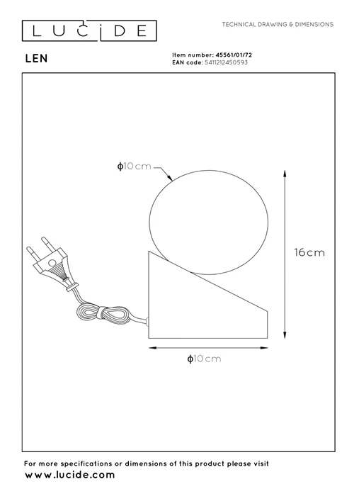 Lucide LEN - Lampe de table - Ø 10 cm - 1xG9 - Bois clair - technique